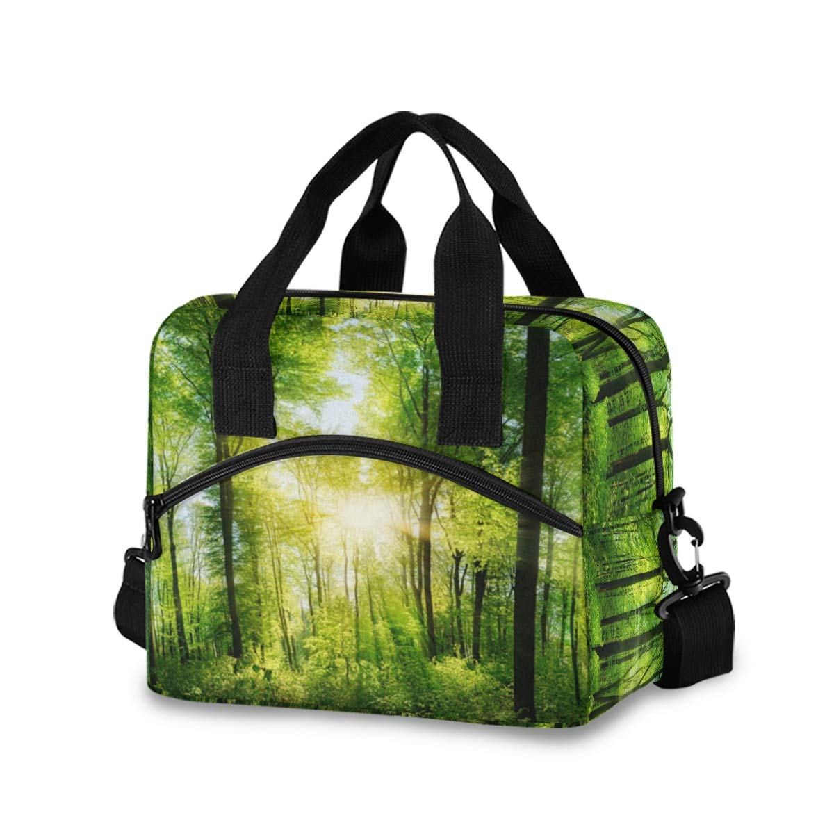 Insulated Lunch Bags for Women & Men - Large Capacity Leakproof Lunch Box with Removable Shoulder Strap, Forest Panorama Design | Perfect for Work, School, Picnics & Outdoor Activities