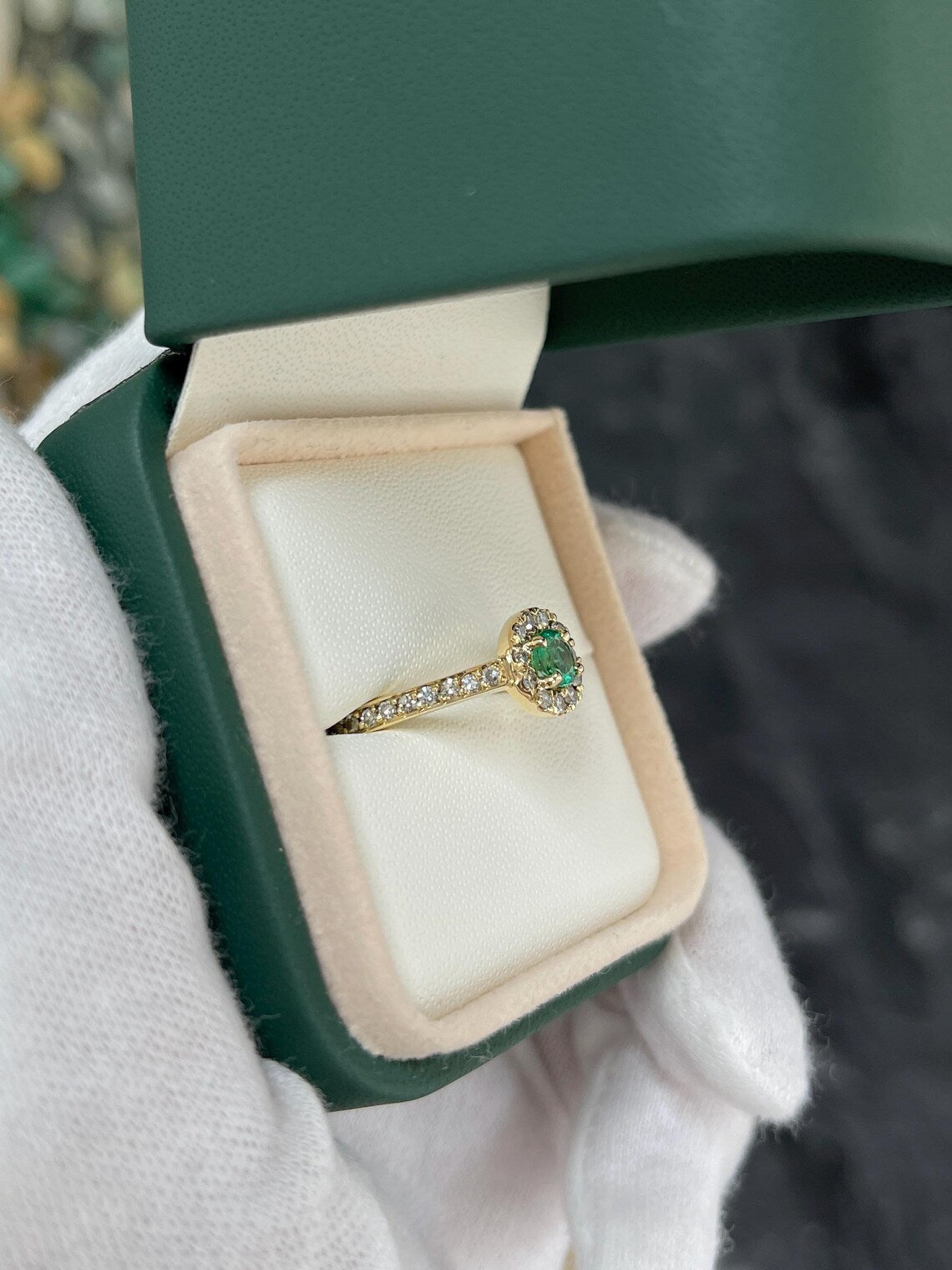 0.75 Carat Round Emerald Cut Diamond Halo Engagement Ring for Women - Elegant Wedding, Proposal & Anniversary Jewelry Gift
