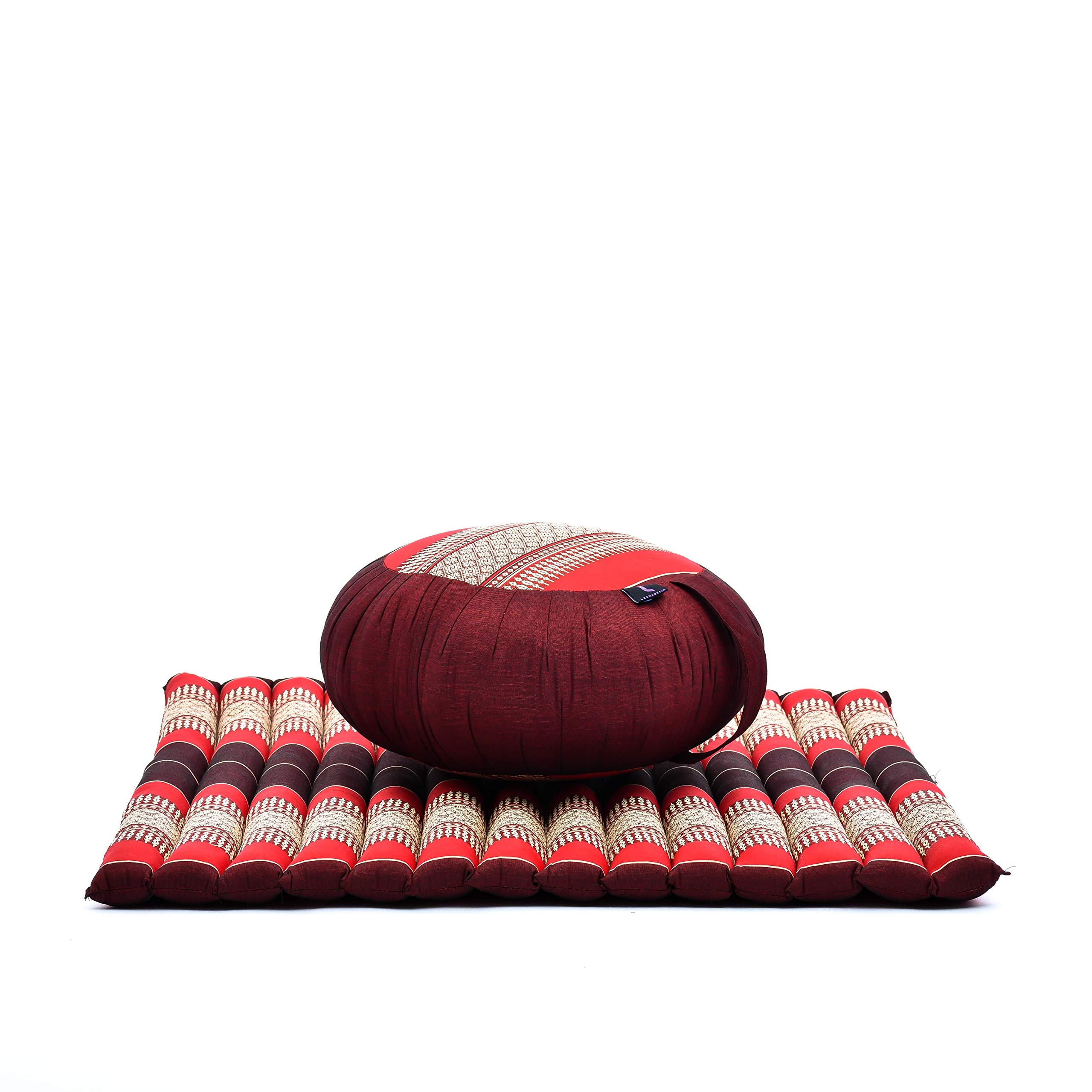Leewadee Meditation Cushion Set - Premium Round Zafu Pillow & Square Zabuton Mat with Kapok Filling for Yoga, Zen Practice & Home Meditation (Comfortable Floor Seating for Beginners & Experts)