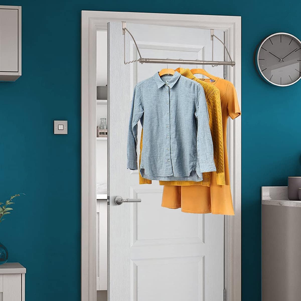 HOLDN’ STORAGE Over The Door Hanger - Space Saving Clothes & Towel Organizer for Bathroom, Bedroom, Closet - Durable Gray Door Rack for Hanging, Drying & Storage - Perfect for Small Spaces, Apartments & Dorm Rooms