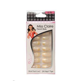 Miss Claire French Press-On Nails - 24 Count, White (Style 016) | Easy to Apply, Reusable Fake Nails for Women | Perfect for Parties, Weddings & Special Occasions