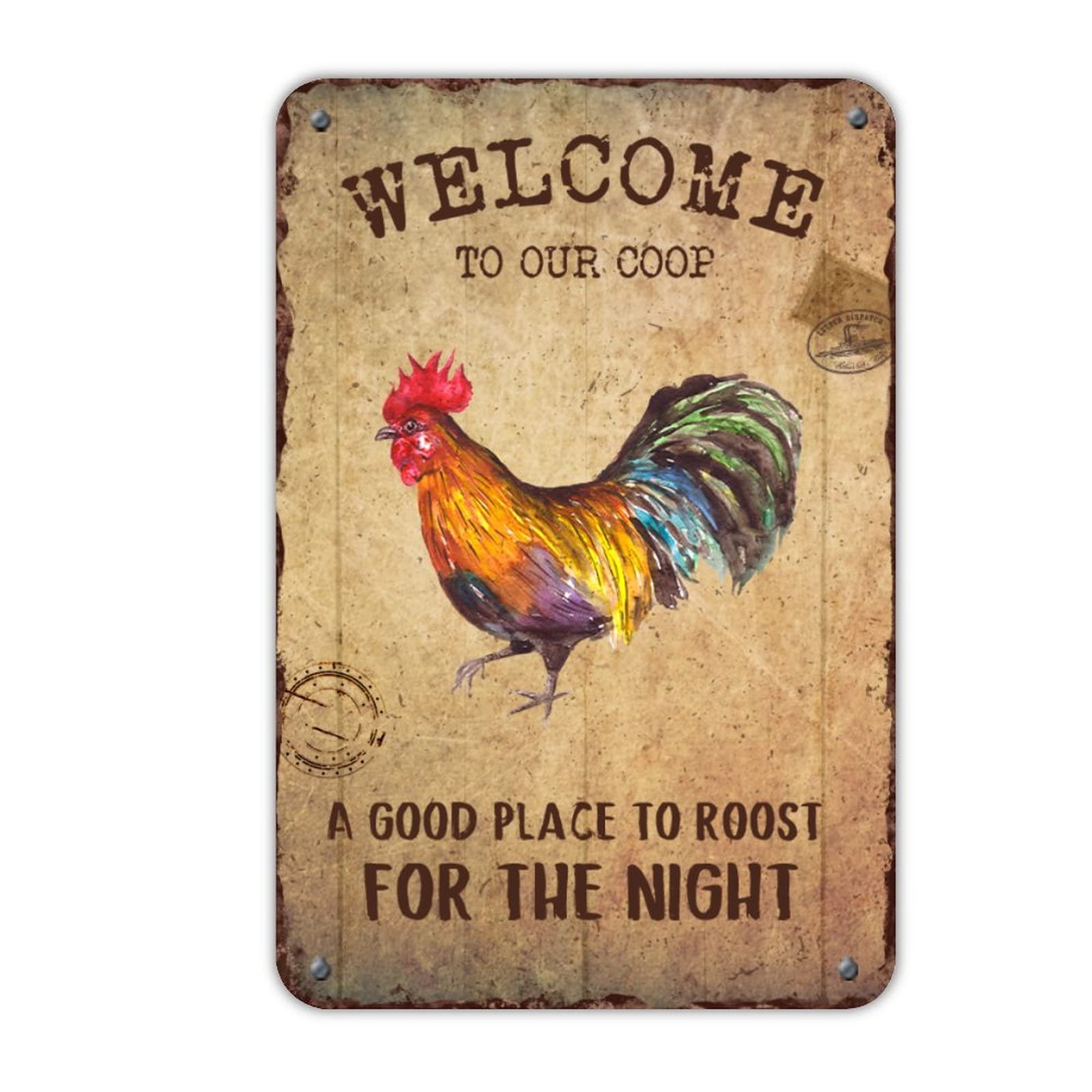 Rooster Solid Aluminum Wall Decor - Weather-Resistant Garden & Home Art for Kitchen, Front Door, Porch - Easy to Mount 12x8 Inches - Perfect for Farmhouse, Country Style & Outdoor Chicken Coop Decor