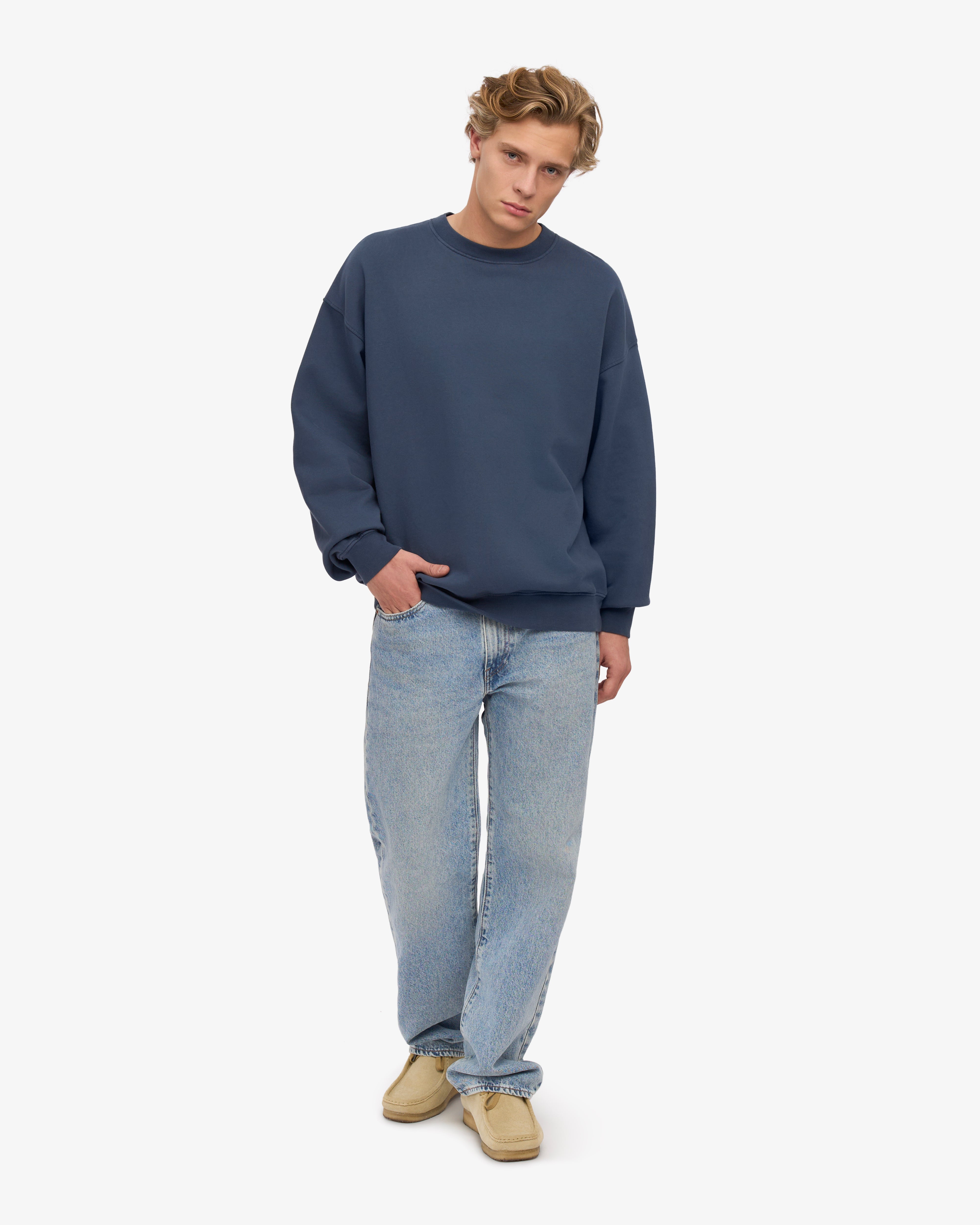 Organic Oversized Crewneck Sweatshirt for Women - Soft & Comfortable Petrol Blue Pullover - Perfect for Casual Wear, Lounge & Street Style
