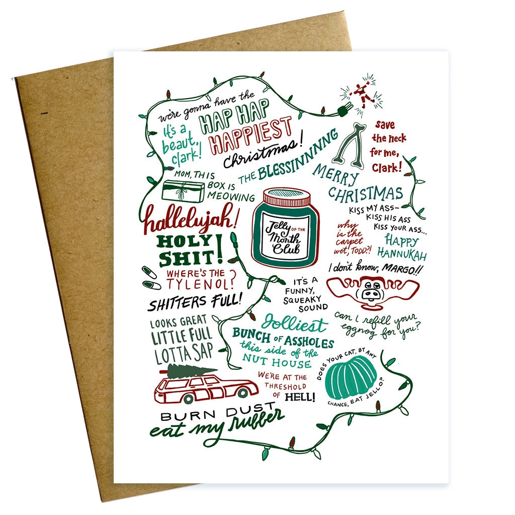 Christmas Vacation Mashup Blank Holiday Card - Festive Greeting Cards for Family & Friends - Perfect for Holiday Parties, Gift Tags & Seasonal Decorations