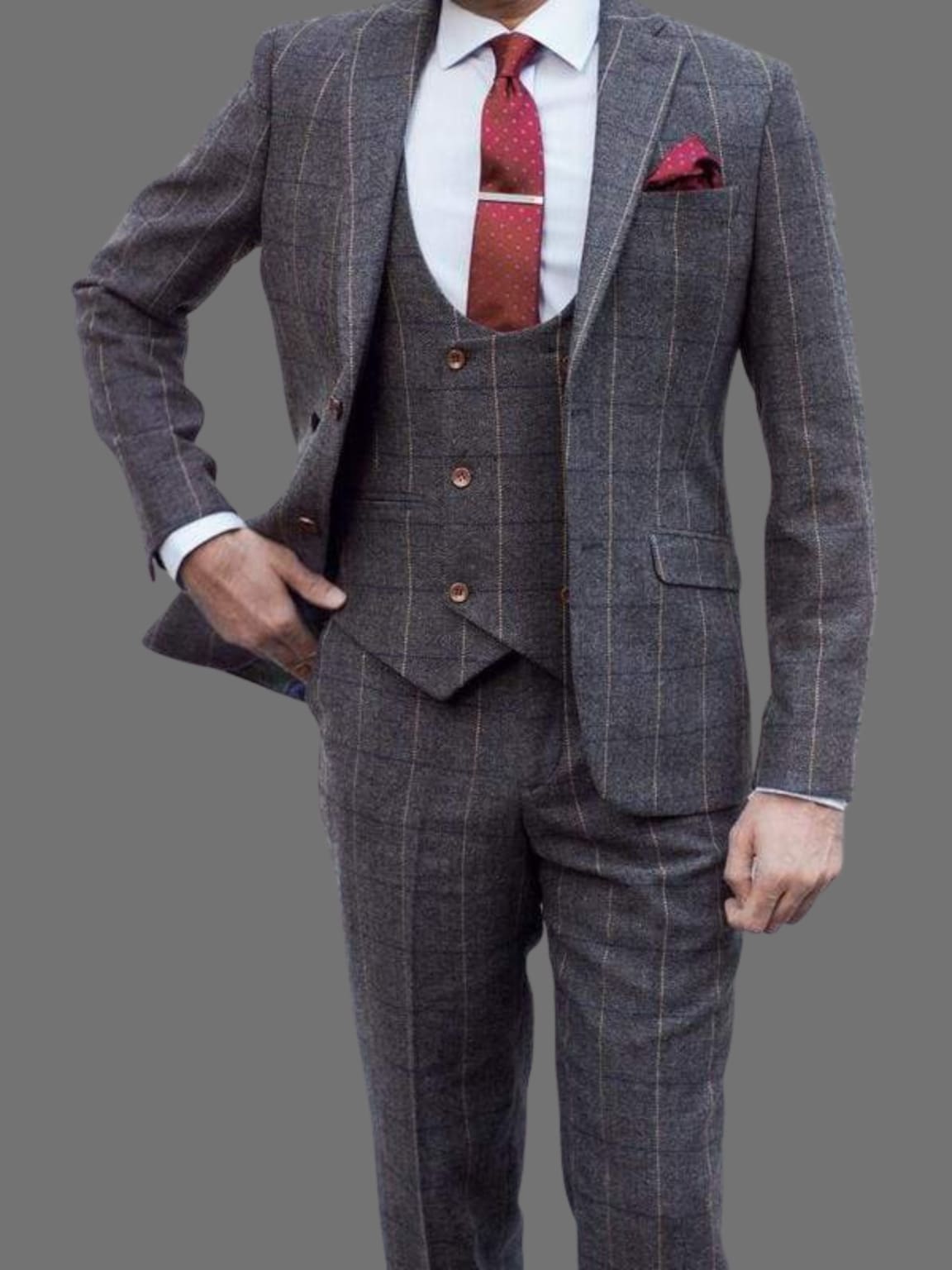 Ezra Men's Grey Herringbone Slim Fit Tweed Blazer Jacket for Business Casual & Wedding | Stylish Formal Coat for Office, Parties & Special Occasions