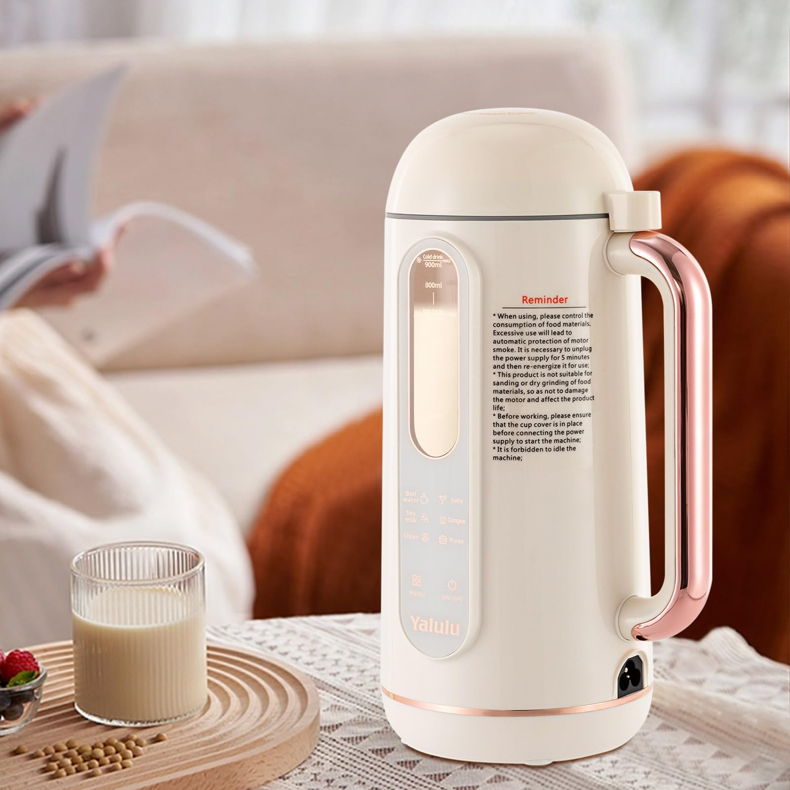6-in-1 Multi-Functional Nut Milk Maker Machine 30Oz/900mL - Smart Automatic Cold/Hot Homemade Almond, Soy & Oat Milk Maker with Juicer & Mesh Strainer - Perfect for Vegan, Dairy-Free Diets & Healthy Smoothies at Home
