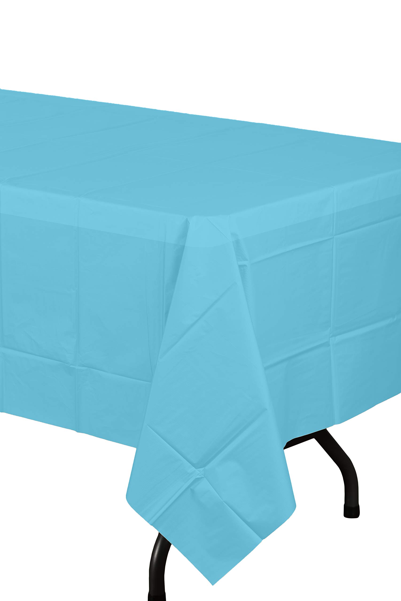 Premium Light Blue Plastic Table Cover - Waterproof & Wrinkle-Resistant for Parties, Picnics, and Outdoor Events