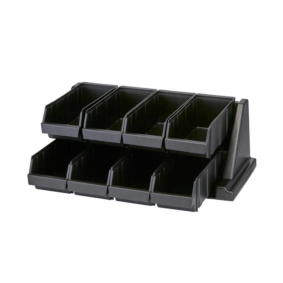 Cambro 8RS8110 Versa Organizer Rack with 8 Black Bins - Heavy Duty Storage Solution for Kitchen, Restaurant, and Commercial Food Prep Organization