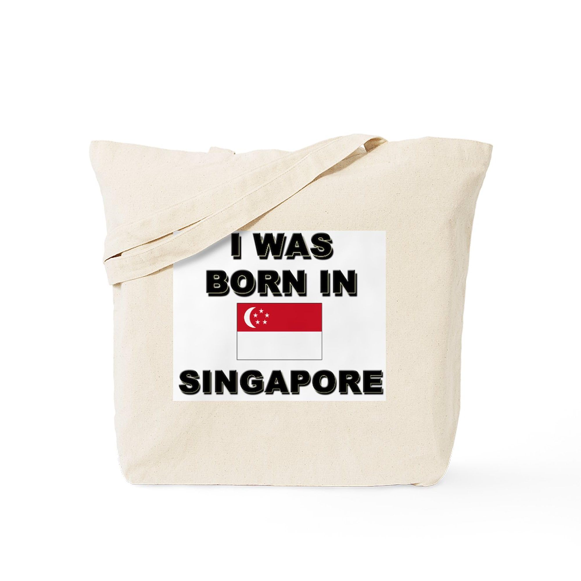 Singapore Flag Tote Bag - Natural Canvas Reusable Shopping Bag for Groceries, Beach & Travel