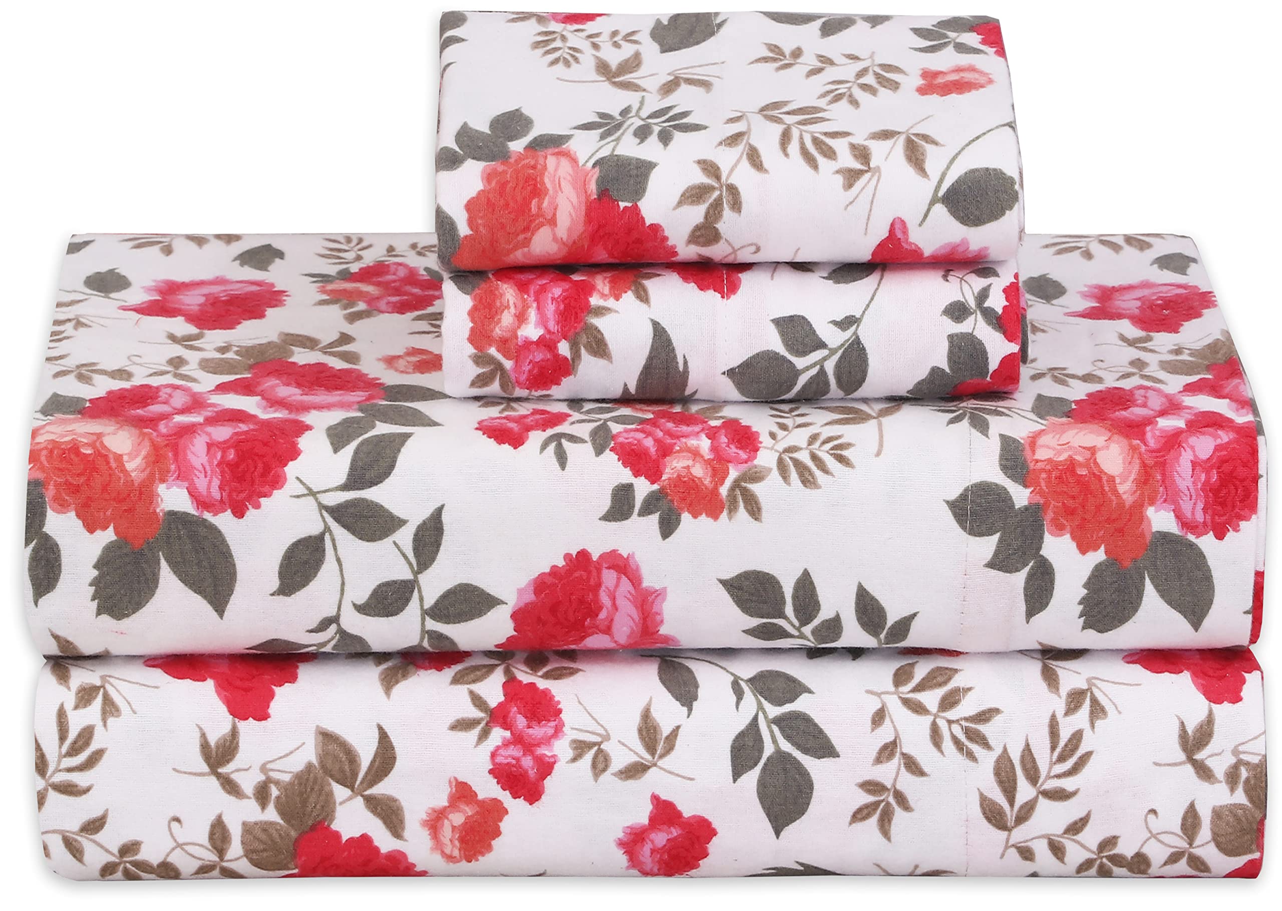 Zoyer 100% Cotton Flannel Sheet Set (Twin, Carrot Red) - 3 Piece Luxury Printed Bed Sheets - Ultra Soft, Warm & Breathable Winter Bedding - Perfect for Cold Weather, Guest Rooms & Cozy Nights