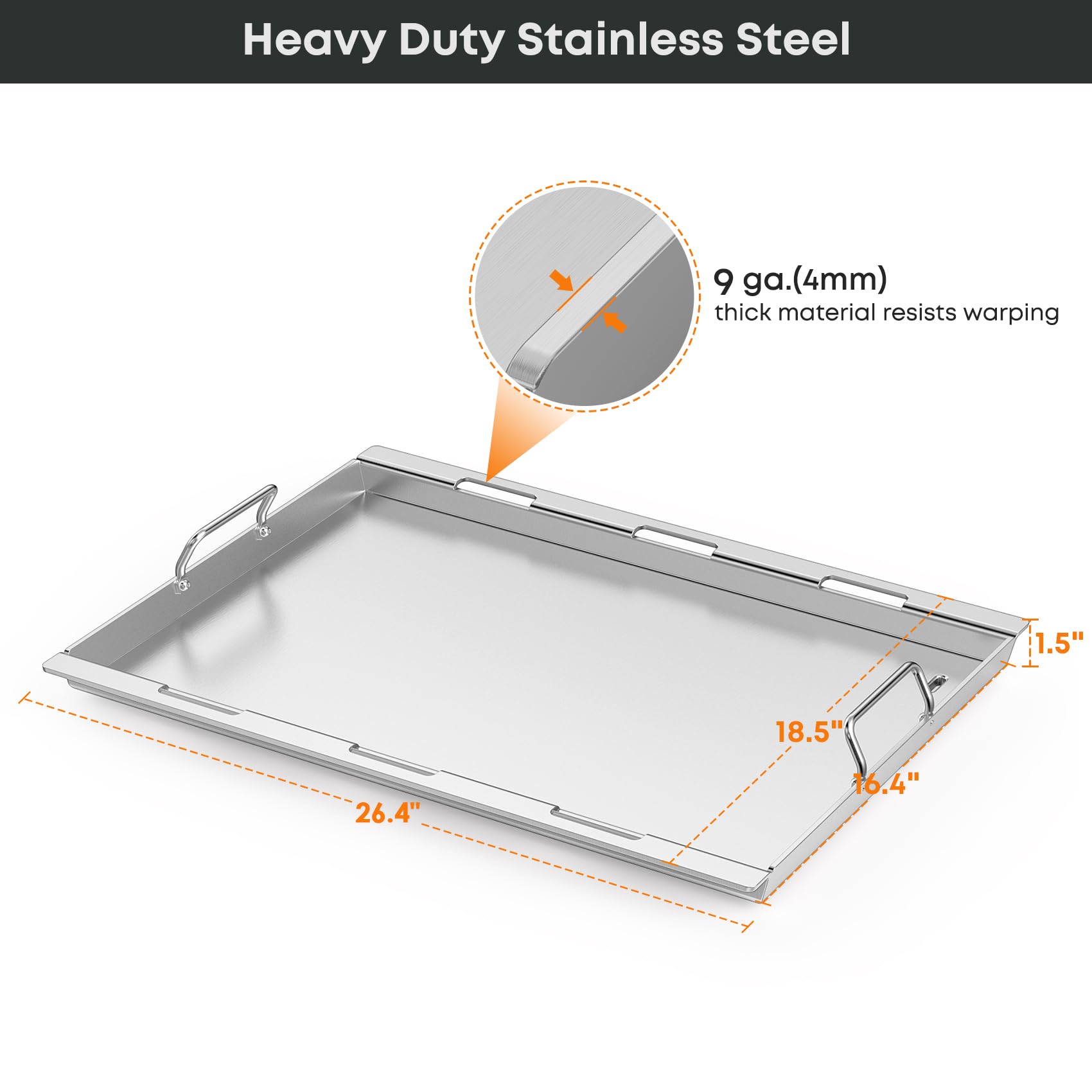 Stanbroil Stainless Steel Flat Top Griddle - Full-Size Griddle Insert for Weber Genesis II & Genesis II LX 300 Series Gas Grills | Perfect for Outdoor BBQ, Camping & Backyard Cooking