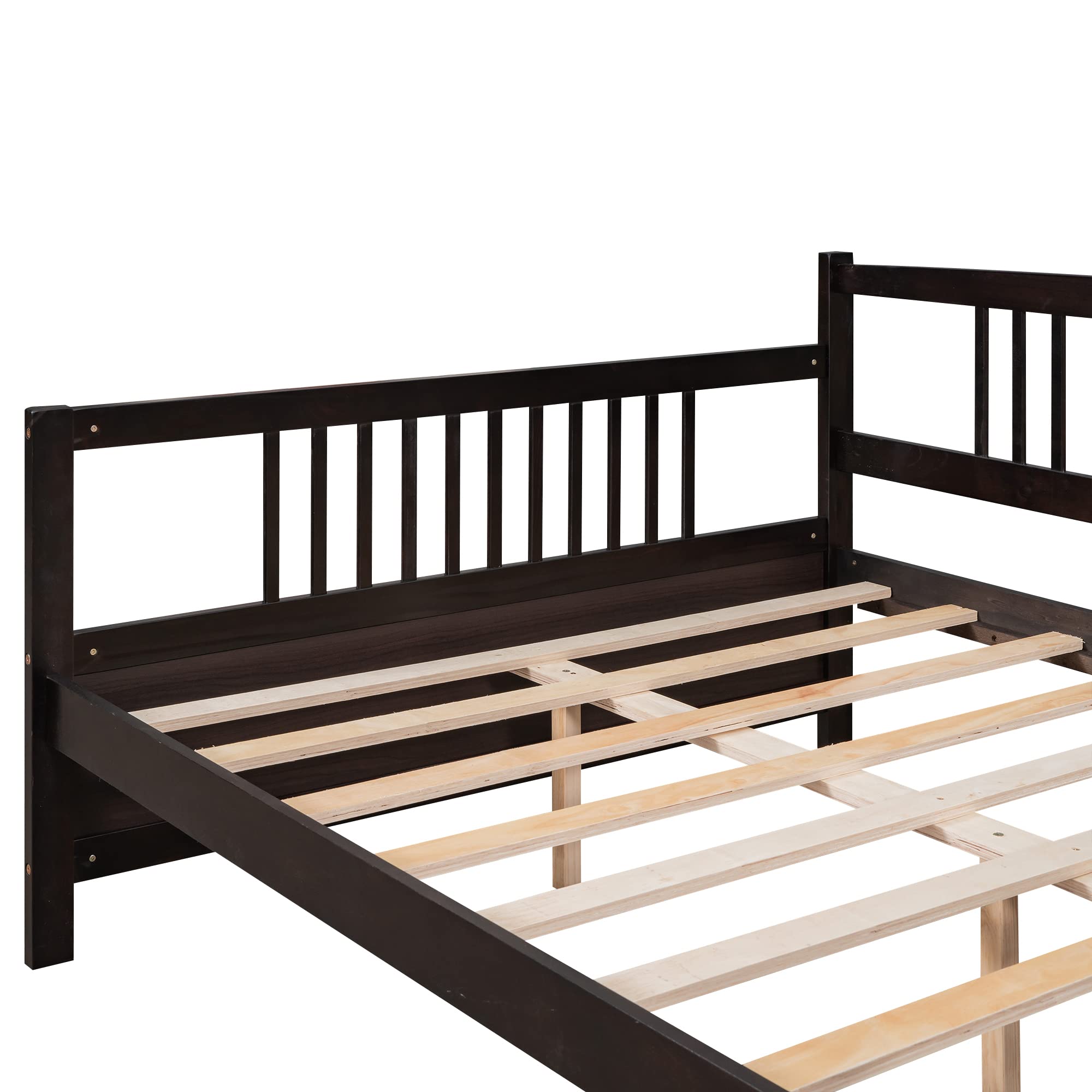 Merax Full Size Daybed Frame - Solid Wood Daybed for Kids & Teens, No Box Spring Needed, Espresso Finish - Perfect for Guest Rooms, Dorm Rooms & Small Spaces