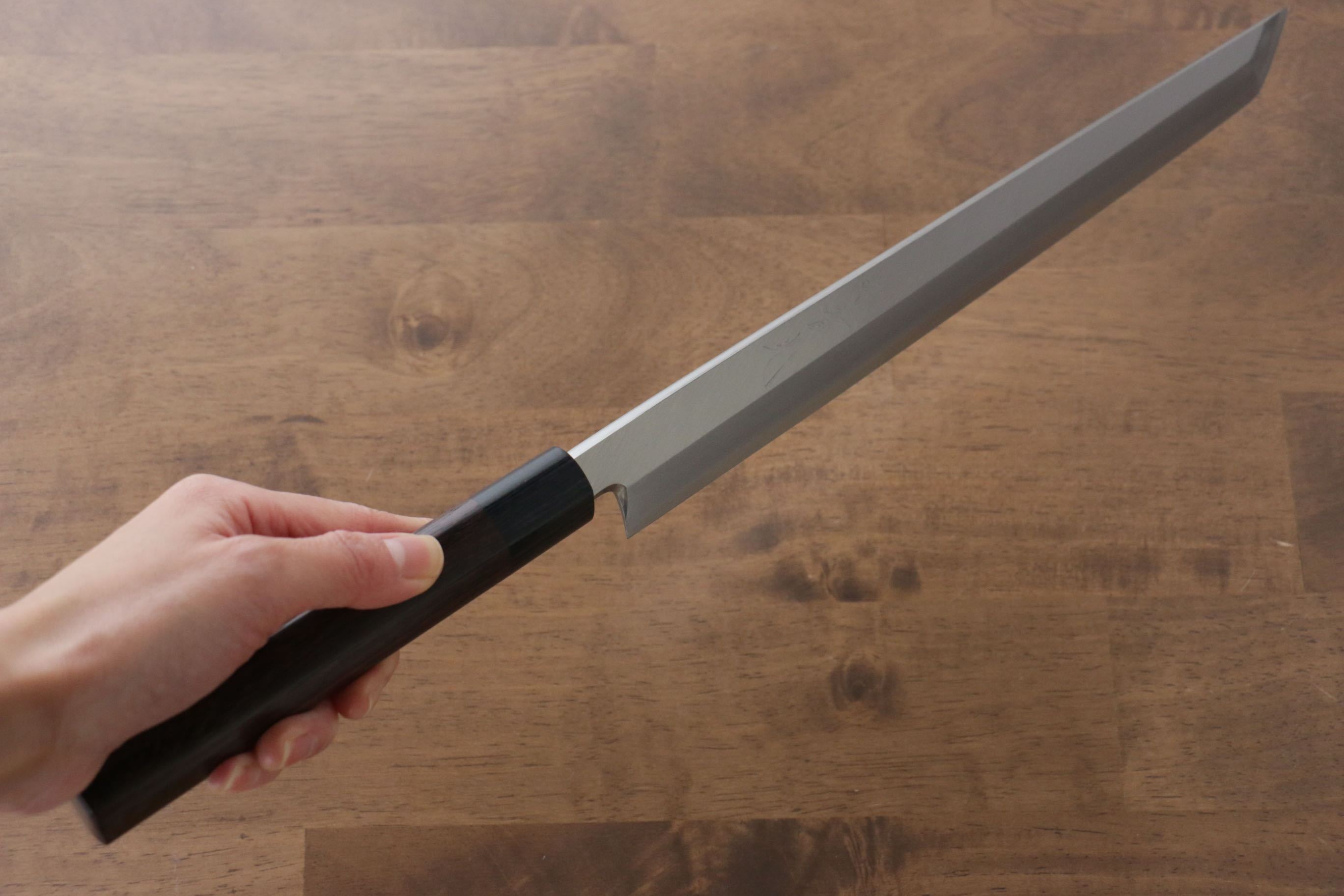Premium Jikko Silver Steel No.3 Sakimaru Yanagiba 300mm Japanese Sushi Knife with Ebony Handle - Perfect for Sushi Chefs & Professional Japanese Cuisine Preparation