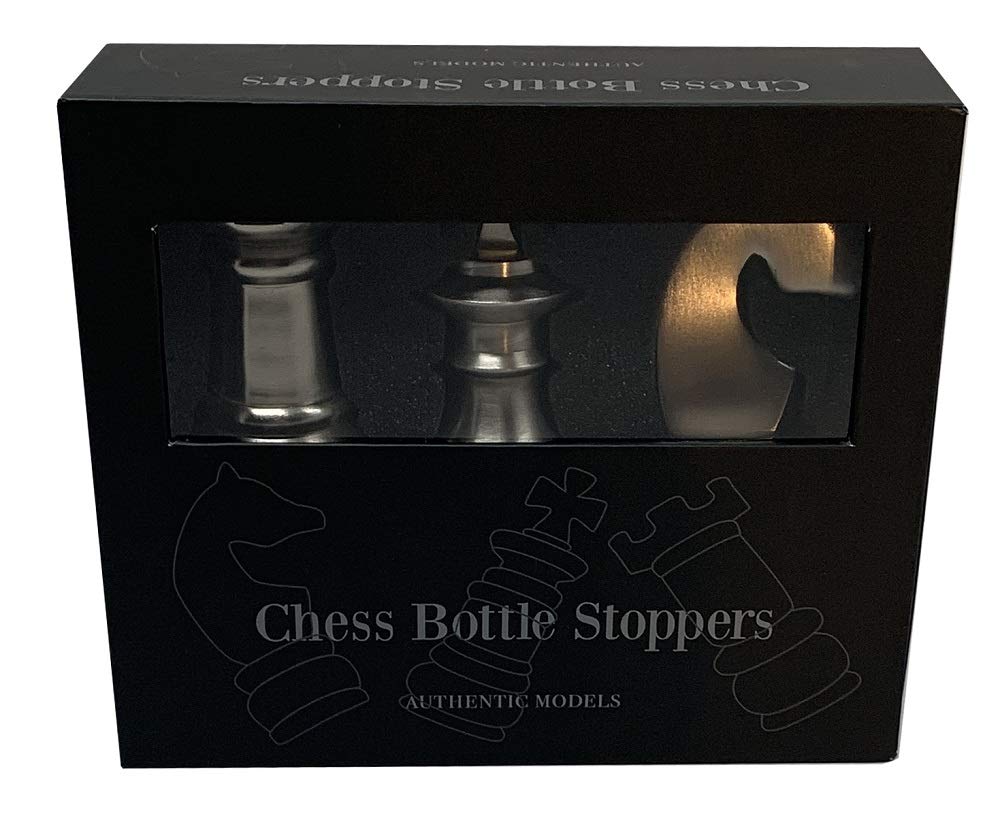 Premium Chess-Themed Wine Bottle Stoppers Set - Elegant Glass & Wooden Chess Piece Design for Wine Lovers, Perfect for Gifts, Parties, and Home Decor