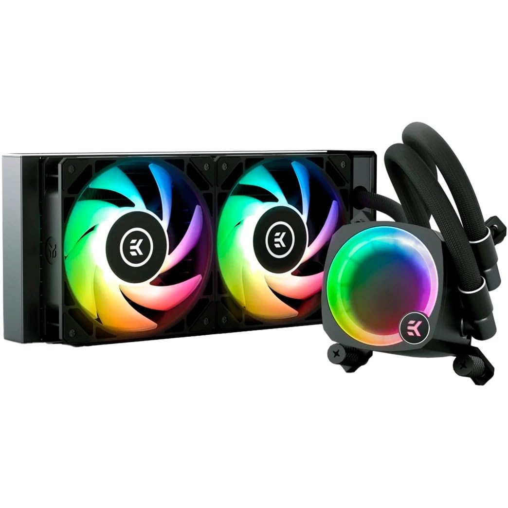 EK Nucleus AIO CR240 Liquid CPU Cooler - 240mm All-in-One Water Cooling System with EK FPT Fans, Compatible with Intel & AMD Processors - Perfect for Gaming PCs and High-Performance Workstations