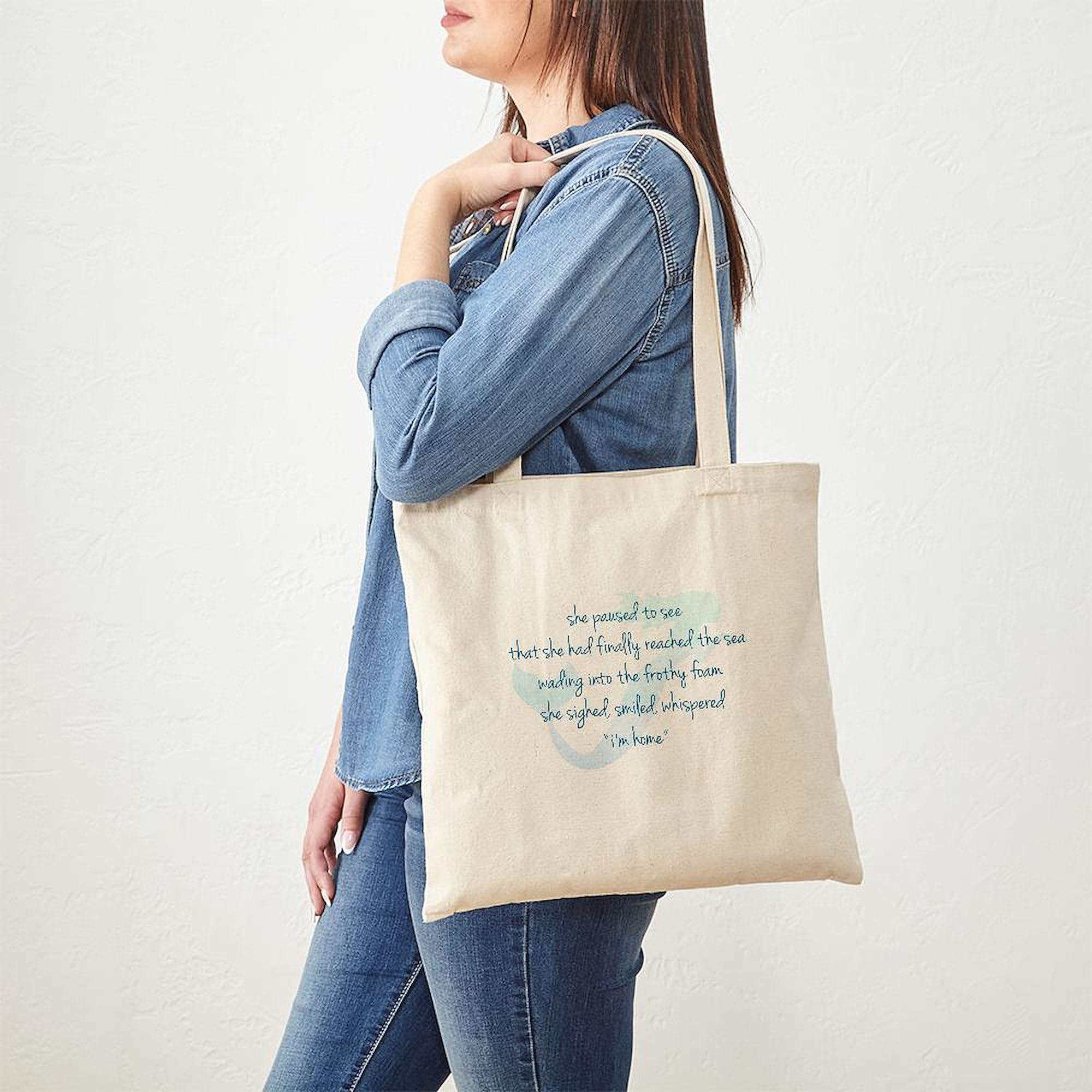 Mermaid Watercolor Tote Bag - Natural Canvas Reusable Shopping Bag for Beach, Grocery & Everyday Use | Eco-Friendly Cotton Tote