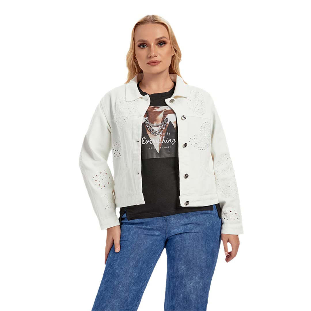Plus Size Women's Stretch Knit Denim Jacket with Buttons - Casual Comfort for Everyday Wear | Perfect for Layering, Office, and Weekend Outfits