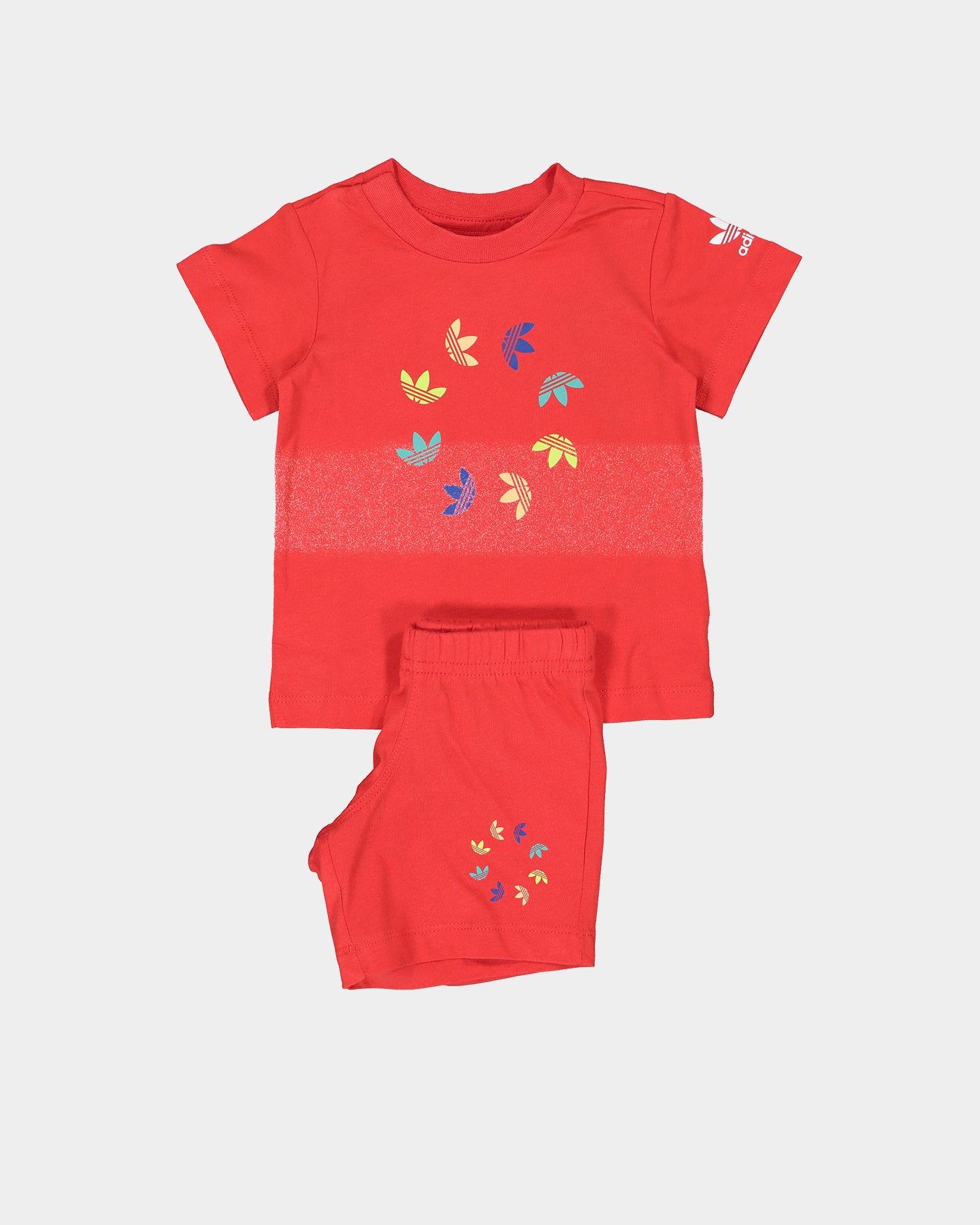 Adidas Infant Adicolor Shorts and T-Shirt Set - Vivid Red 2-Piece Outfit for Baby Boys & Girls - Perfect for Playtime, Daycare, and Family Outings