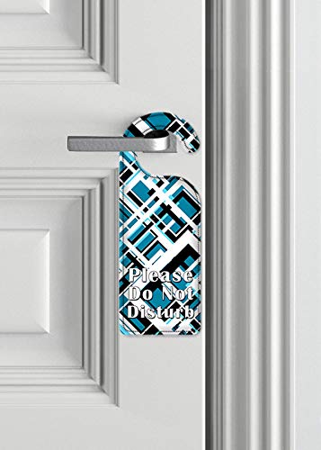 Art Plates Do Not Disturb Door Hanger Sign - Blue, Black & White Triangle Design for Hotels, Offices & Home Privacy (Hanging Do Not Disturb Sign for Doors)