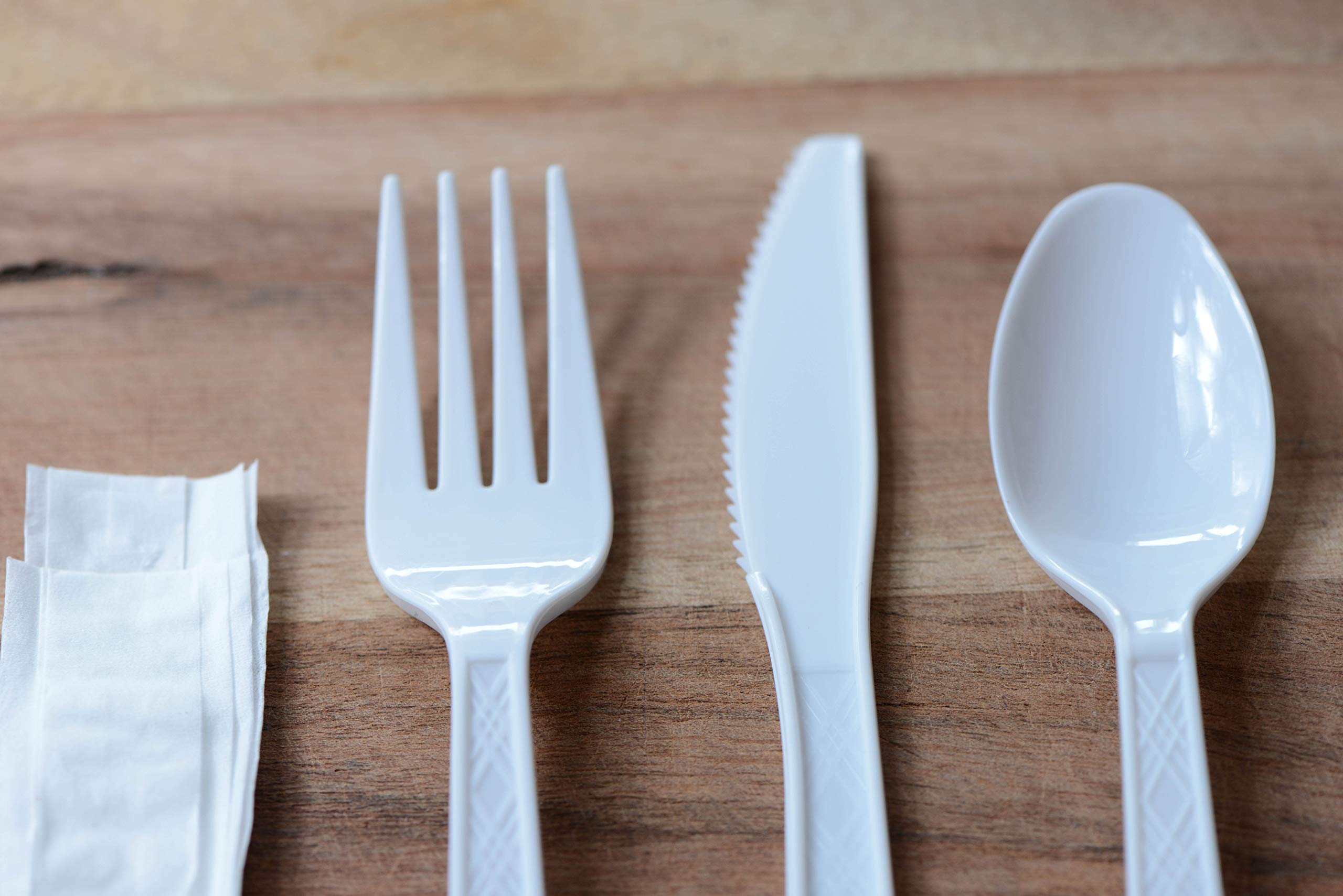 500-Pack Heavy Duty Disposable Plastic Cutlery Set - Individually Wrapped 6-in-1 Utensil Kit with Fork, Spoon, Knife, Napkin, Salt & Pepper | Perfect for Catering, Restaurants, Picnics, Office Lunches and Takeout Meals