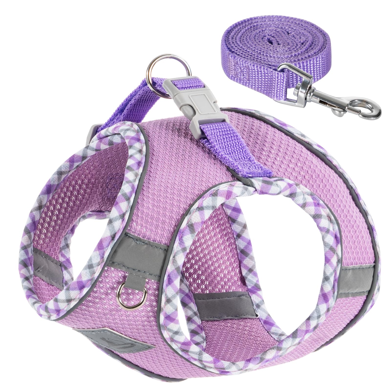 No Pull Dog Harness and Leash Set - Soft Breathable Adjustable Pet Vest for Small Dogs, Puppies & Cats - Reflective Step-in Design for Safe Night Walking - Perfect for Daily Walks, Jogging & Outdoor Adventures