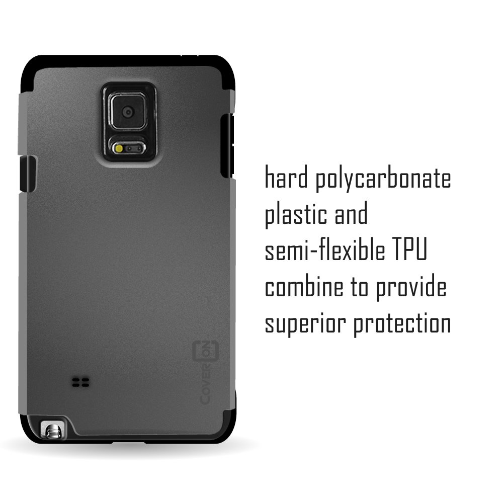 Samsung Galaxy Note 4 Tough Case with Screen Protector - Black & Gray for Heavy Duty Protection