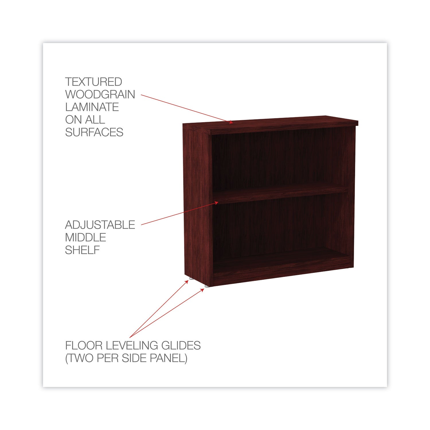 Alera Valencia Series 2-Shelf Bookcase - 31.75