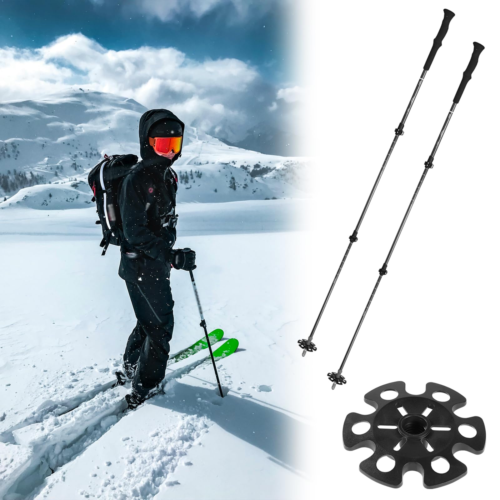 8pcs Snow Baskets for Trekking Poles - Hiking & Ski Replacement Tips
