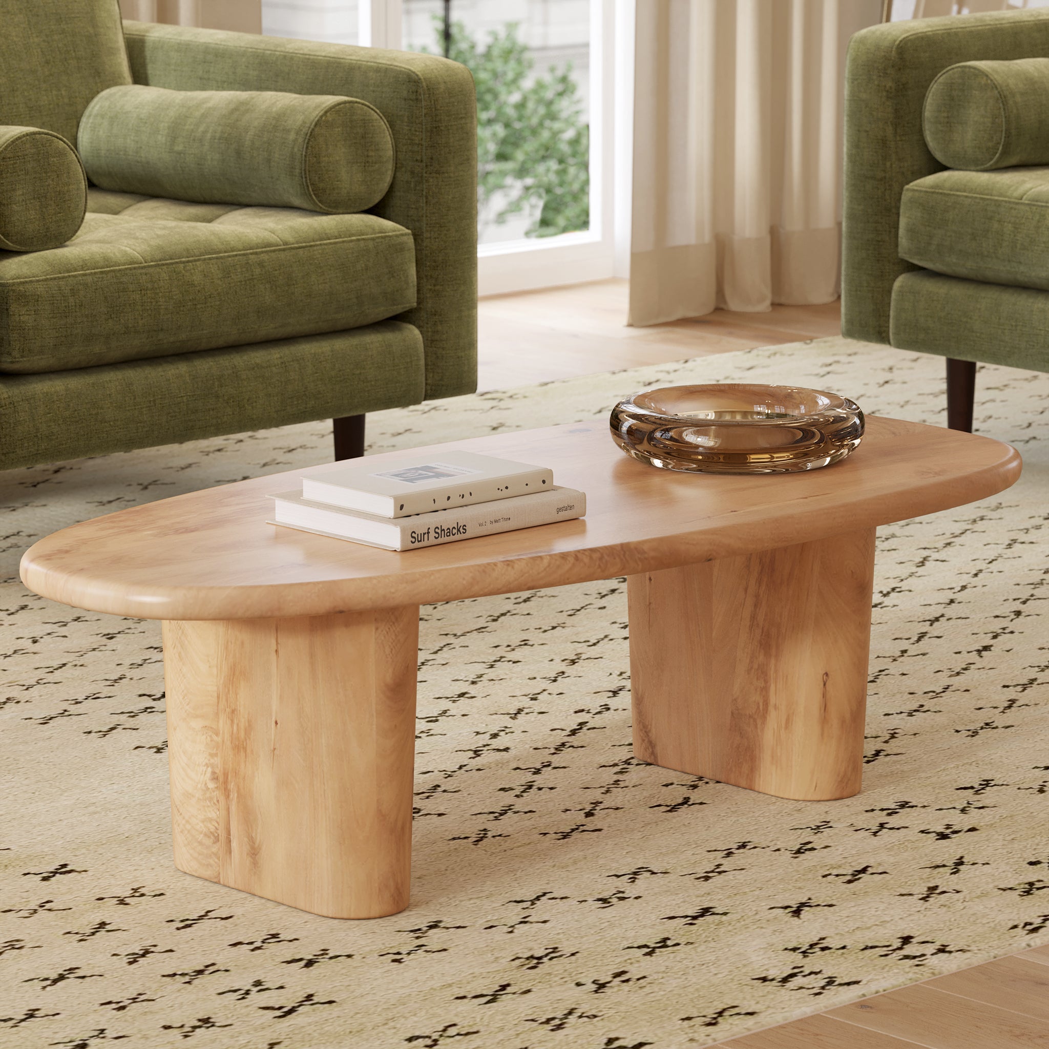 Modern Round Coffee Table - Solid Wood Living Room Furniture for Home Decor | Perfect for Small Spaces, Apartments & Cozy Living Rooms