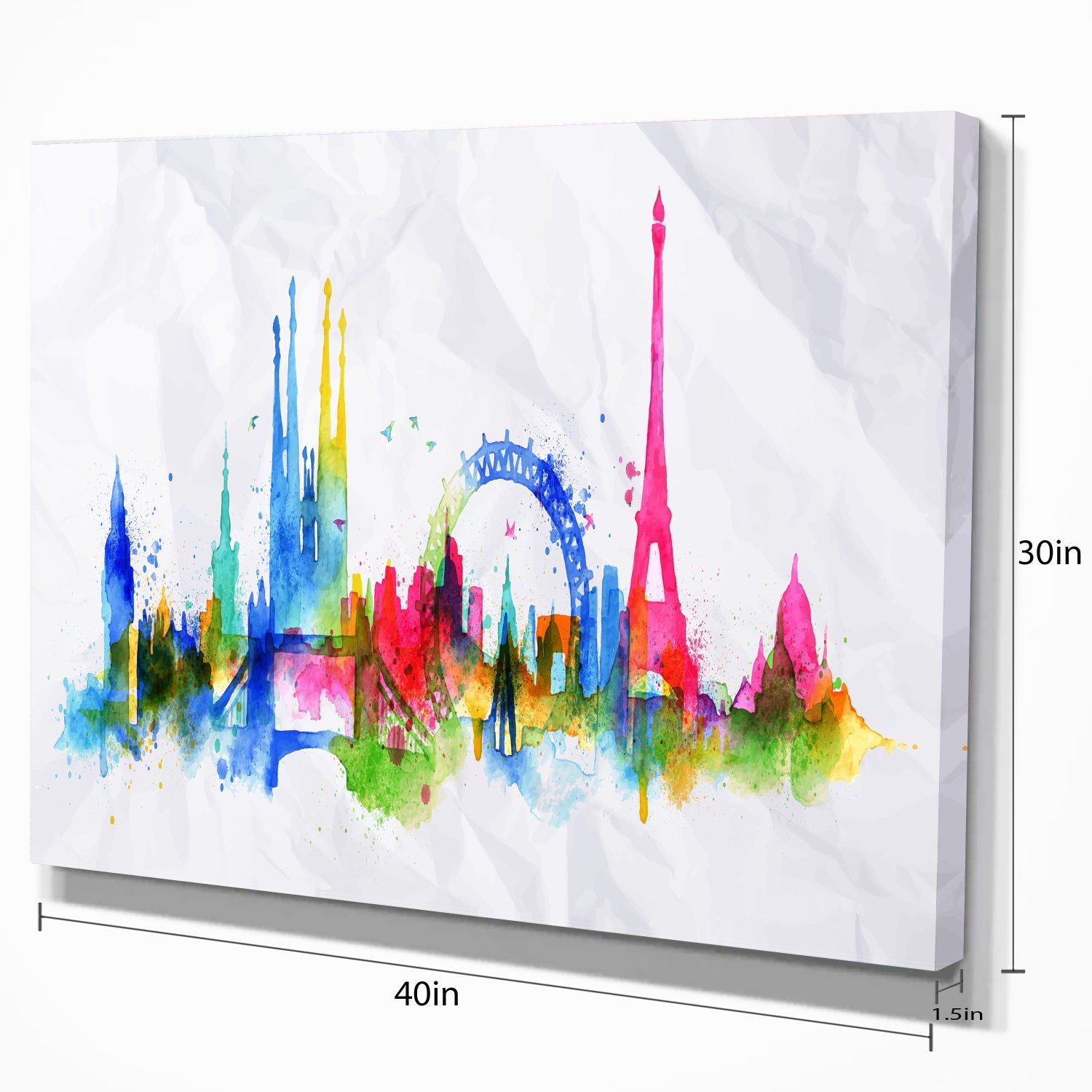 Vibrant Paris Skyline Silhouette Canvas Art Print - Perfect for Living Room, Bedroom & Office Wall Decor