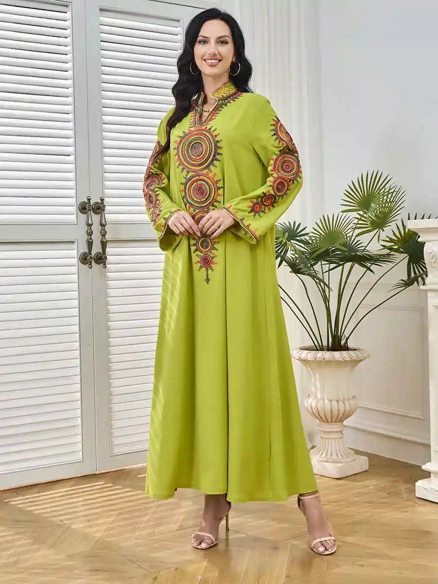 Elegant Rope Embroidery Eid Arab Caftan Kaftan Dress for Women - Traditional Islamic Party Wear #25231 | Perfect for Eid Celebrations, Weddings & Special Occasions