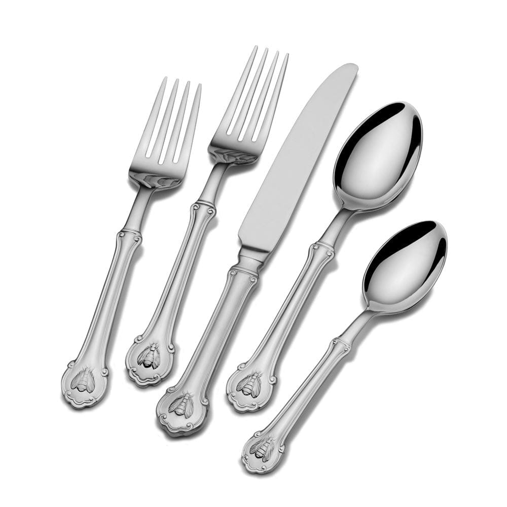 Premium Napoleon Bee 45-Piece Stainless Steel Flatware Set - Service for 8 - Elegant Dinnerware for Formal Dining, Wedding Gifts & Holiday Entertaining