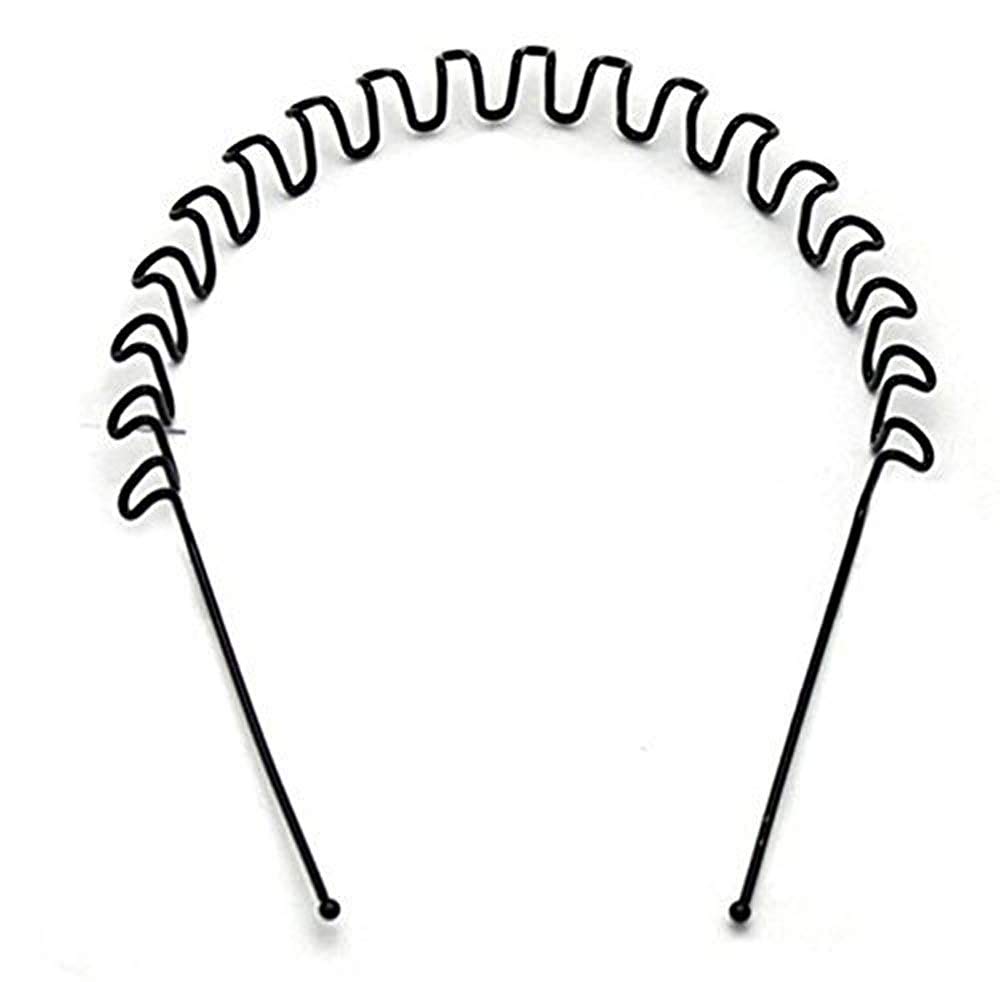 Smile Freaks Zigzag Wave Metal Hair Band for Men - Set of 2 Headbands | Perfect for Concerts, Sports & Everyday Style