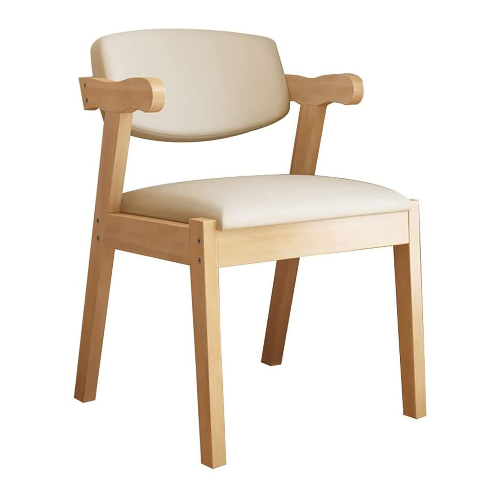 Nordic Modern Dining Chair - Solid Rubber Wood & PU Upholstered Desk Chair - Home Office, Living Room, Bedroom Accent Chair - Comfortable Lounge & Dressing Seat (Dark Brown) - Perfect for Dining Rooms, Home Offices & Bedroom Vanities