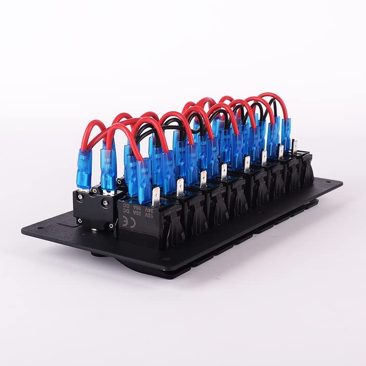 8 Gang Marine Boat RV Switch Panel - Waterproof Aluminum LED Rocker with Circuit Breaker for Car, Boat & RV Styling | Perfect for Dashboards, Control Panels & Marine Applications