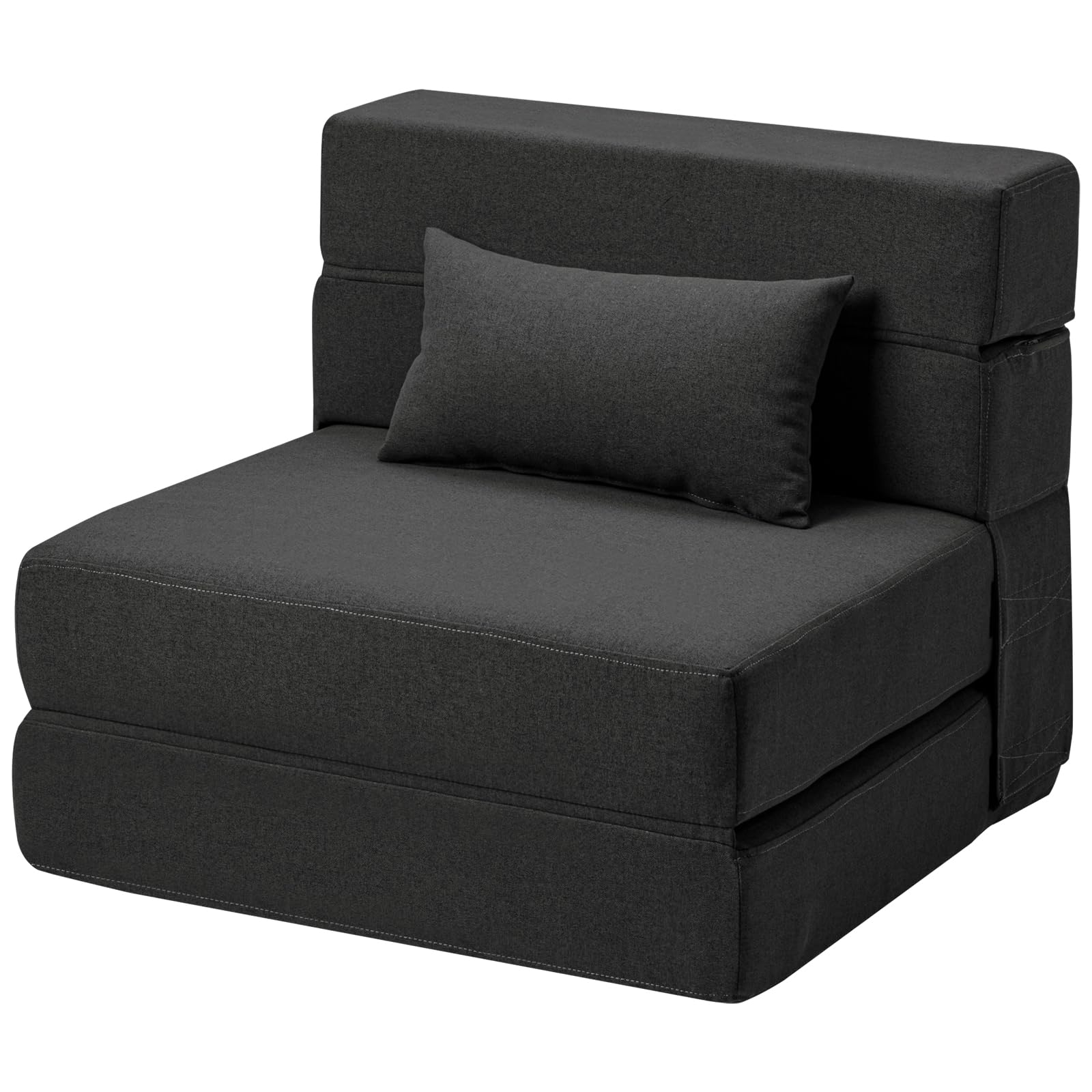 Convertible Folding Sofa Bed with Memory Foam Mattress & Pillow - Multi-Functional Sleeper Chair for Living Room, Dorm, Guest Room, Home Office - Dark Gray - Perfect for Small Spaces, Overnight Guests & Studio Apartments