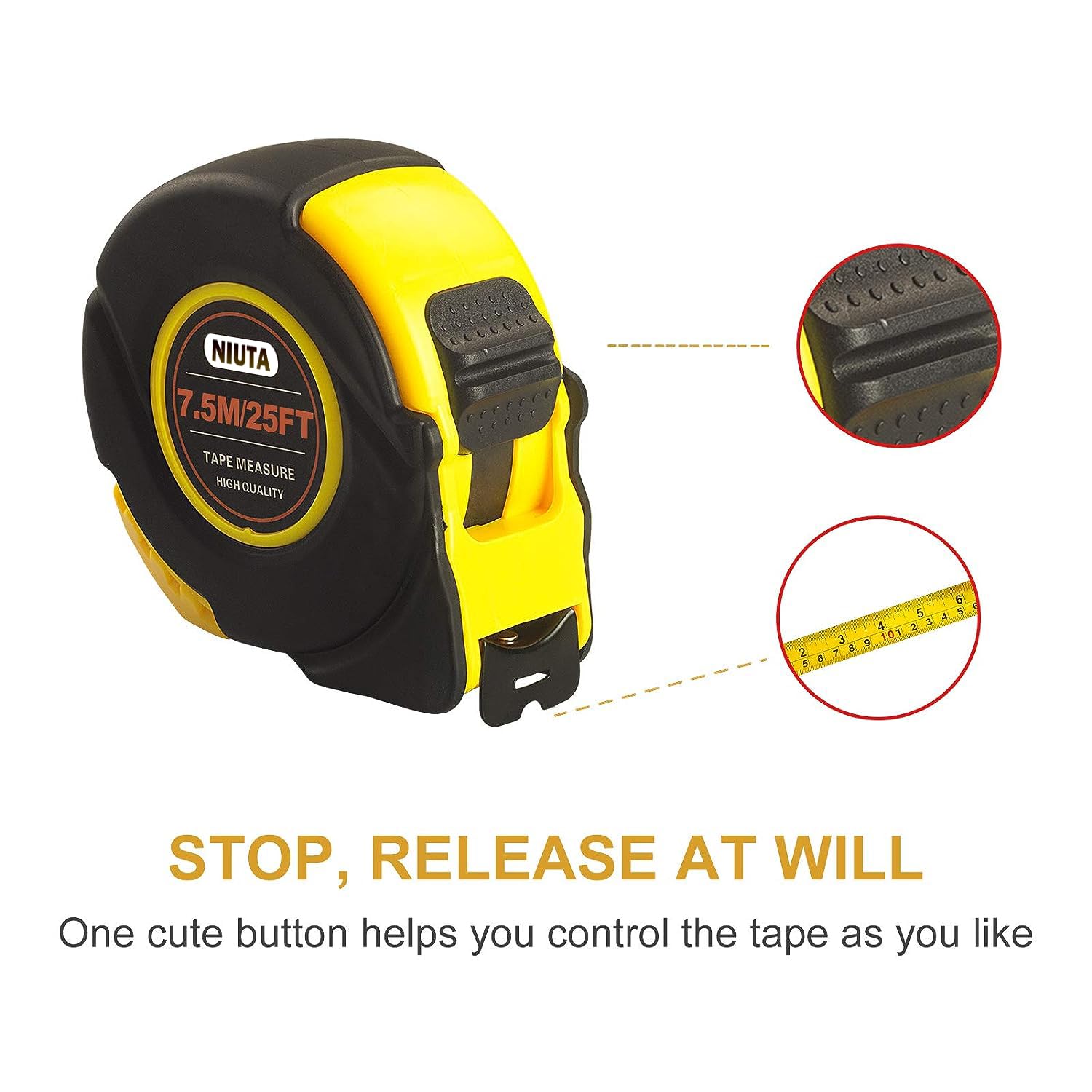 Professional Retractable Tape Measure 25FT/7.5M with Dual Inch & Metric Scale - Perfect for Construction, DIY Projects, Carpentry, and Home Improvement