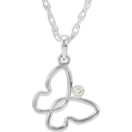 0.25 CTW Sterling Silver Diamond Butterfly Necklace - 18