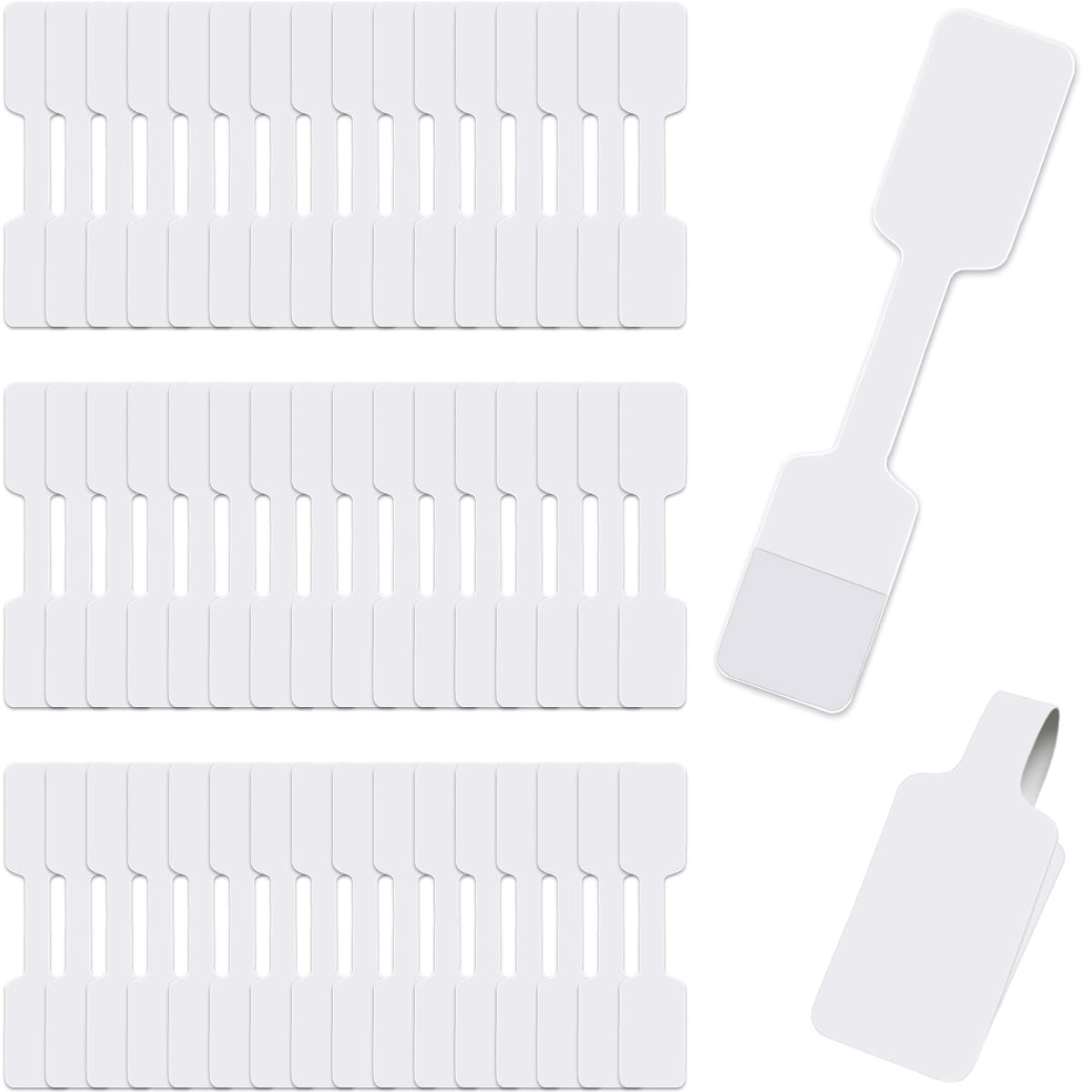 200Pcs Blank Jewelry Price Tags Stickers - Self Adhesive Rectangle Labels for Necklaces, Earrings & Jewelry Display - Perfect for Retail Stores, Boutiques & Craft Shows - Durable Barbell Identification Tags for Pricing & Organizing