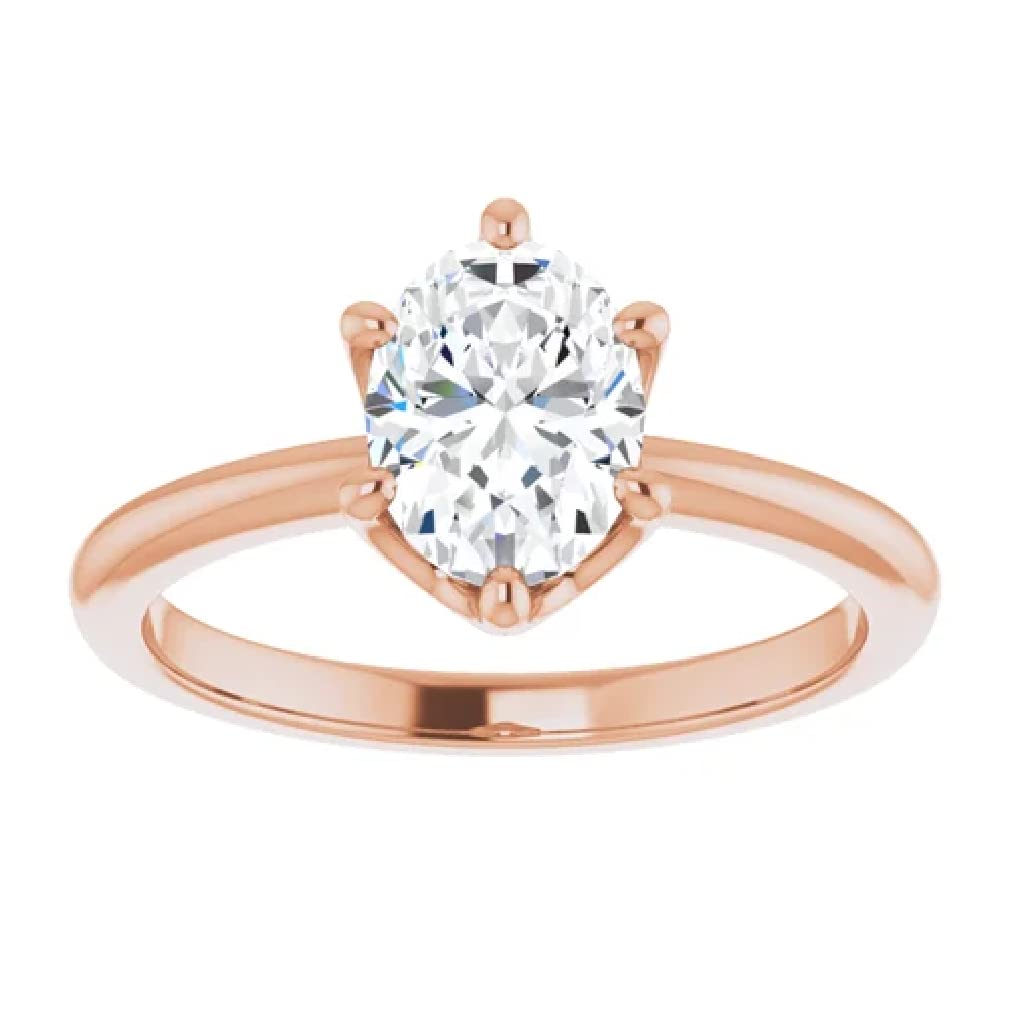 10K Solid Rose Gold Handmade Engagement Ring - 1 CT Oval Cut Moissanite Diamond Solitaire Wedding Ring for Women - Perfect for Proposals, Anniversaries & Bridal Jewelry Gifts