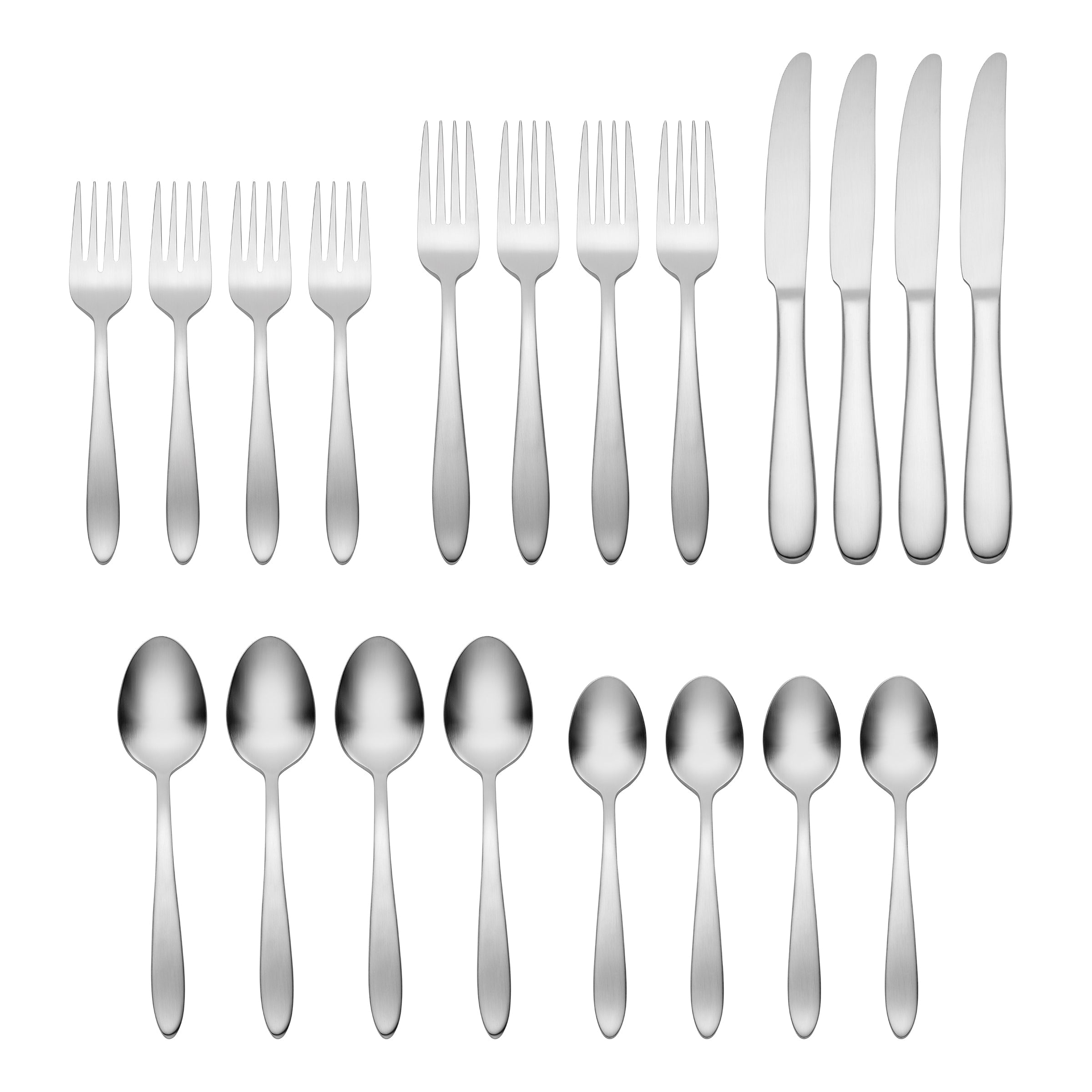 Mooncrest Satin 20-Piece Flatware Set - Stainless Steel Silverware Set for 4, Elegant Dining Utensils for Wedding, Party & Everyday Use