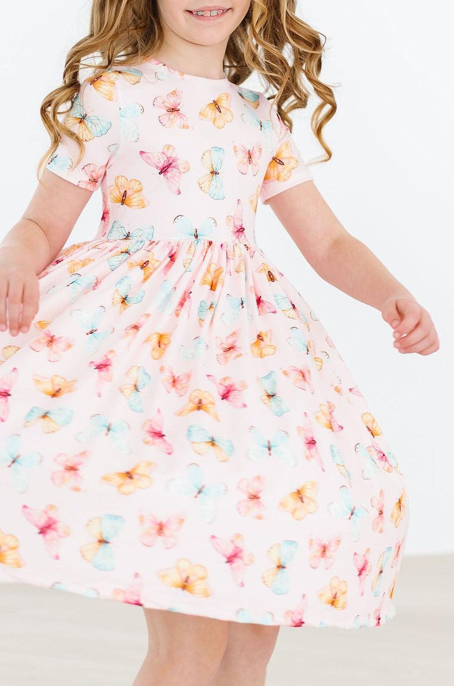 Butterfly Kisses Women's Short Sleeve Pocket Twirl Dress - Flowy Summer Dress for Casual Outings, Beach Vacations & Date Nights