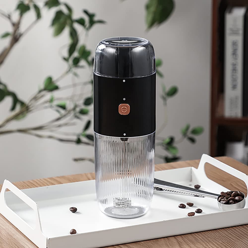 Premium Electric Coffee Grinder & Milk Frother 2-in-1 - Portable USB Rechargeable Multifunction Coffee Maker with Brush for Espresso, Latte, Hot Chocolate - Perfect for Home, Office & Travel (Black)