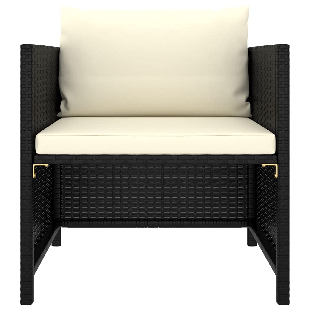 PE Rattan Wicker Outdoor Garden Sofa with Removable Cushions & Armrest - Single Seat Sectional Patio Furniture for Backyard, Terrace & Poolside Relaxation