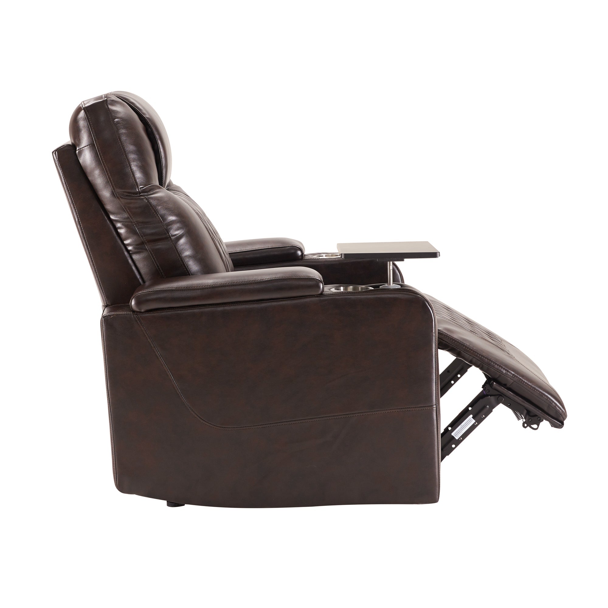 Electric Power Lift Recliner Chair with USB Charging Port, Hidden Arm Storage & 360° Swivel Tray - Brown Leather Massage Chair for Living Room, Home Theater & Elderly Care