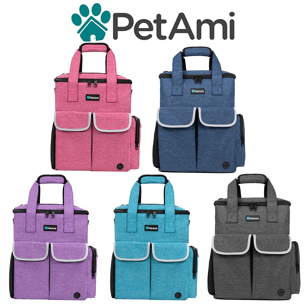 PetAmi Dog & Cat Travel Bag - Portable Pet Supplies Organizer for Travel, Camping, Hiking & Weekend Trips - Includes 2 Food Containers, 2 Collapsible Bowls & Feeding Mat (Dark Gray) - Perfect for Outdoor Adventures & Pet-Friendly Vacations