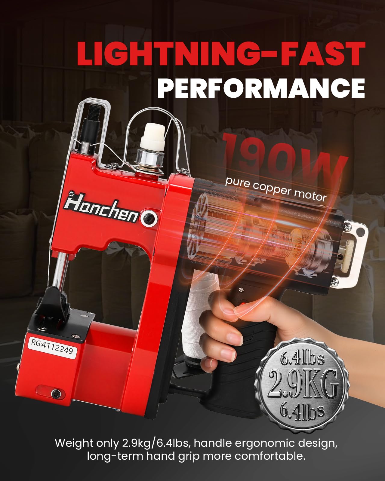 High Speed Industrial Bag Sewing Machine - Heavy Duty Bag Closer & Stitcher for Woven Kraft Paper, Sack, and Poly Bags | Perfect for Packaging, Agriculture, and Bulk Goods Sealing