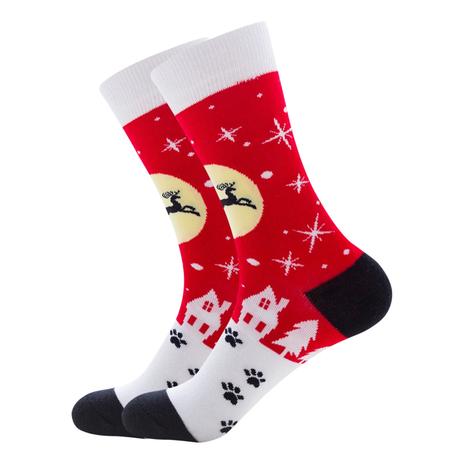 Warm Winter Cotton Santa & Snowflake Socks for Men - Cozy Thermal Work Socks for Cold Weather, Outdoor Activities & Holiday Gifts