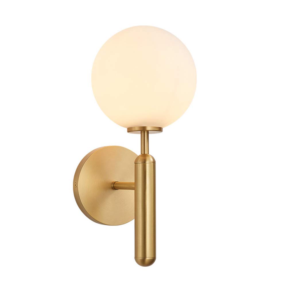 JJRPPFF Modern Copper Wall Lamp - Nordic Minimalist Bedside Light for Bedroom, Living Room & Hotel Decor - Glass Shade Ambient Lighting for TV Background & Corridor Fixtures (Perfect for Cozy Nights & Stylish Spaces)