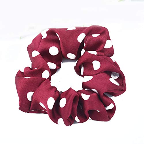 7 Pack Polka Dot Silk-Like Hair Scrunchies - Soft Elastic Hair Ties for Women & Girls, Ponytail Holders for Long Hair, Perfect for Sleep, Shower, Workout or Makeup (Black/White)